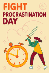 Fight Procrastination Day illustration with time-bound action concept