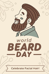 World Beard Day illustration, Man with long beard smiling