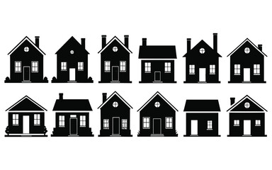 Vector Black House Icon Set for Property Logo and Construction Design Concepts