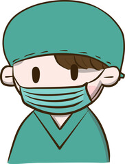 수술 가운 입은 의사