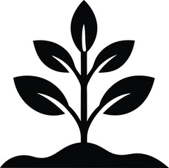 plant in soil vector icon.