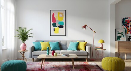 Colorful contemporary living room interior design