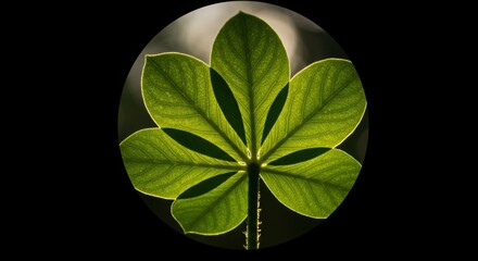 Green Leaf Silhouette in Sunlight