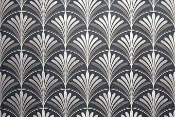 Black and Silver Fan Pattern Wallpaper