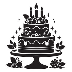 A delightful vector illustration of a birthday cake with candles, perfect for any sweet celebration design