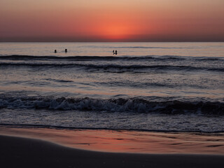 Sunrise at Malvarrosa Beach in Valencia, Spain