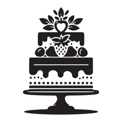 A delicious chocolate cherry cake illustration, perfect for a sweet birthday celebration or holiday dessert