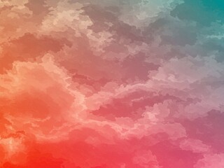 Abstract Watercolor Cloud Background: Soft Coral, Teal Gradient Texture