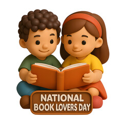 Happy Kids Reading Books 3D Icon
