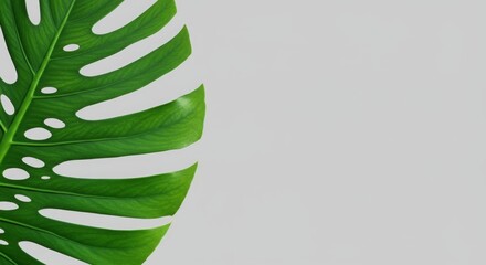 Monstera Deliciosa Leaf on White Background