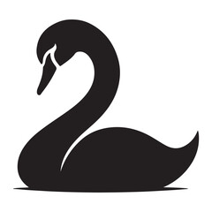 Elegant black swan bird vector illustration silhouette on white, perfect for design, logo, or tattoo art