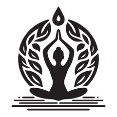 Black tribal tattoo design of a lotus yoga meditation symbol with a racing wing and biker flame silhouette