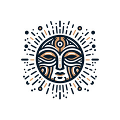 Fototapeta premium A tribal mask representing sunrise, with radiant lines