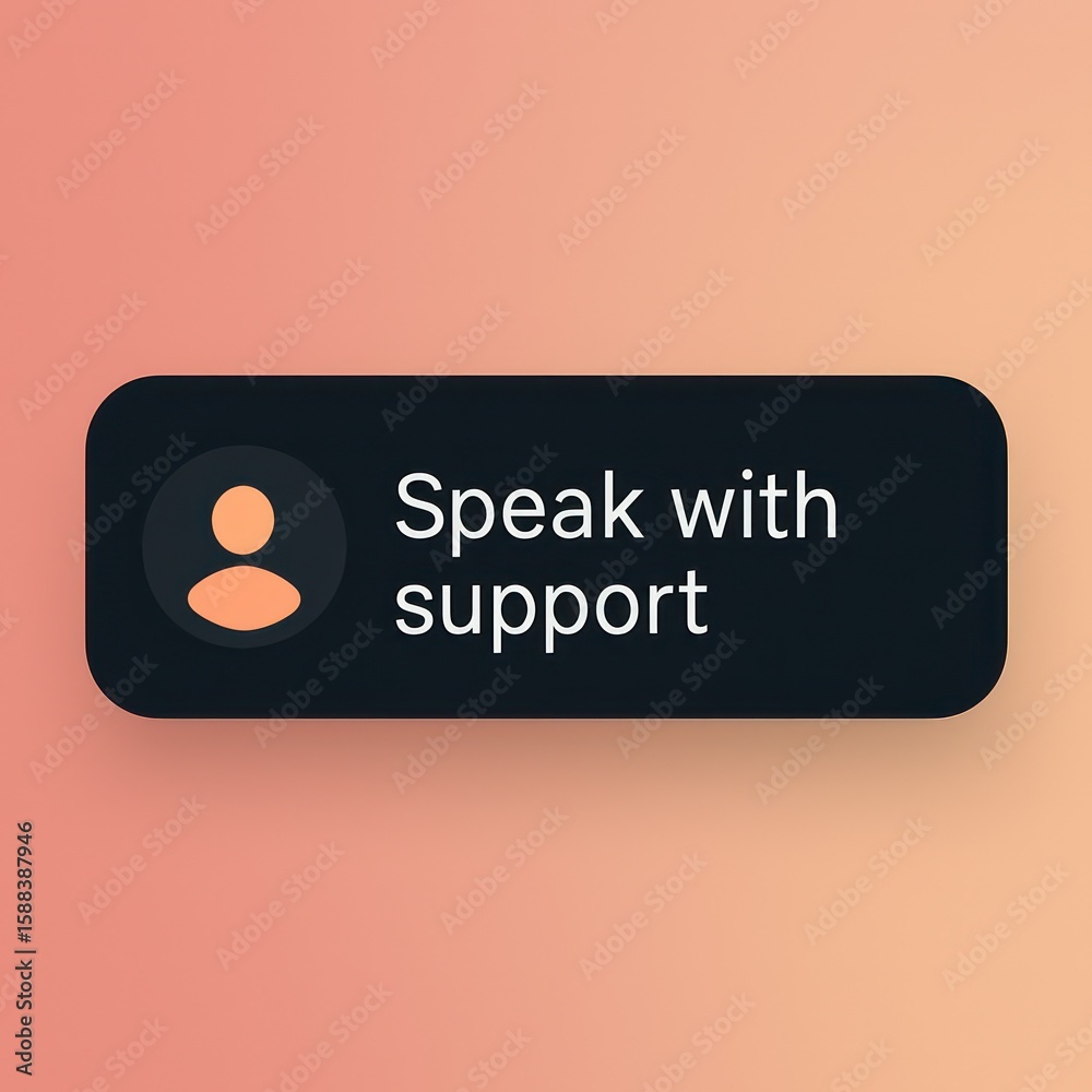 Poster a conceptual graphic of support button that prompt user to speak with support, perfect for web and a