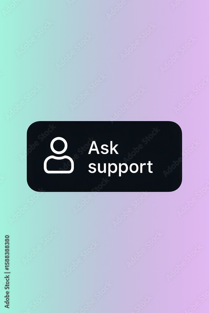 Poster a modern digital interface design with a user-friendly ask support button is displayed on a sleek gr