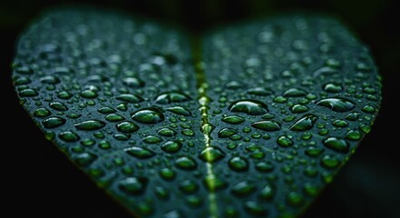Water Droplets on Green Leaf After Rain