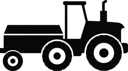 tractor with cart vector icon.