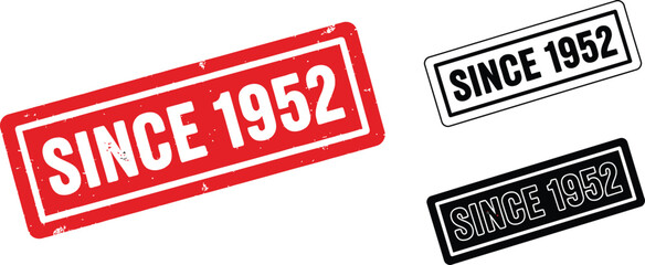 Download since 1952 vector stamp illustration in red black and white for graphic design projects free editable