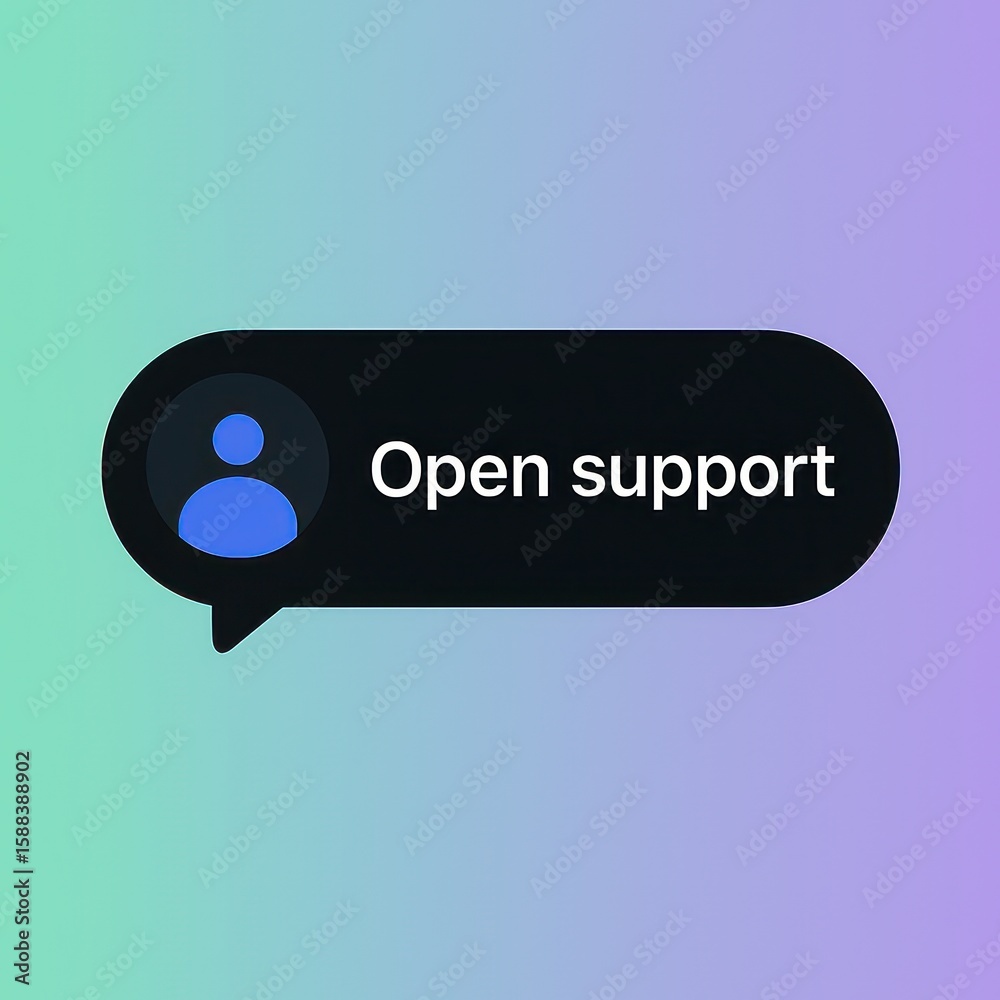 Poster a digital representation of the message open support within a speech bubble. capturing the essence o