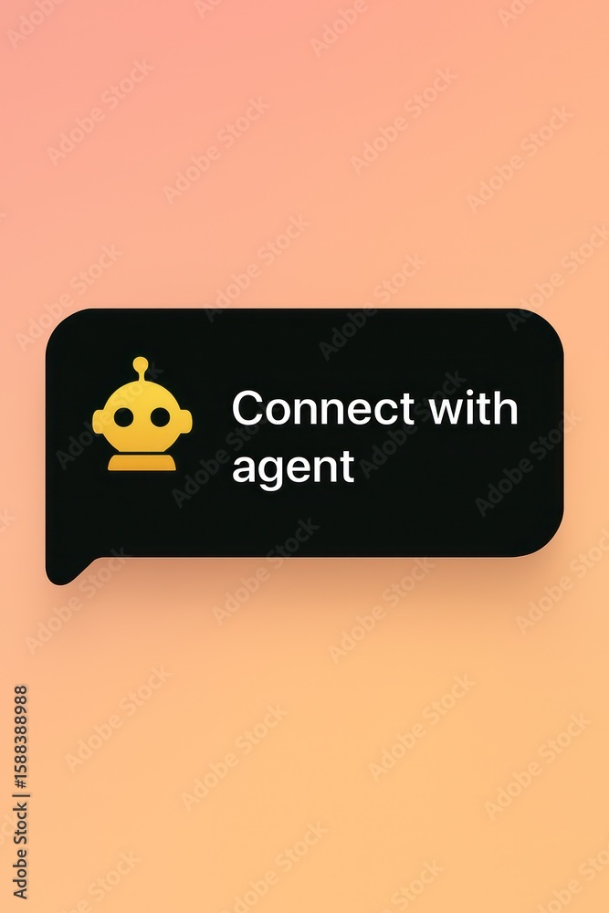 Poster a vibrant, dynamic interface displaying a message bubble with an animated robot icon, conveying a se