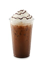 Iced chocolate drink in plastic cup