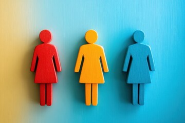 Colorful female figures representing diversity artistic installation contemporary space vibrant background creative perspective