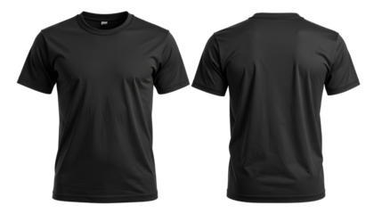  Modern Slim-Fit Black T-Shirt Mockup for Men  Front and Back, 3D Generative AI Render, PNG
