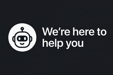 A friendly robot provides assistance. The image is a digital graphic with clean lines and modern fonts conveys a sense of approachability and helpfulness. customer support service