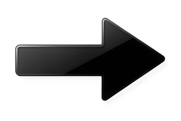 Fototapeta premium A glossy black arrow pointing to the right, isolated on a transparent background
