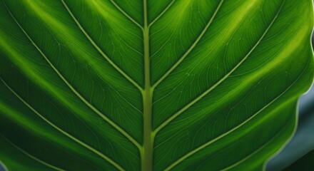 Macro View of Philodendron Leaf Veins