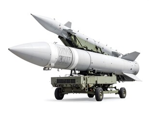 Military missile launcher on a trailer