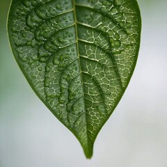Macro Close Up of Green Leaf Showing Lines Stem Cell Texture