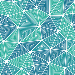 Tileable abstract background. Large triangles size. Multiple repeated inner triangles. Multiple colors style. Repeatable pattern. Trending vector tiles. Seamless vector illustration.