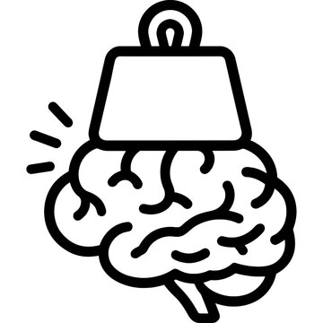 Cognitive load brain weight heavy outline icon vector