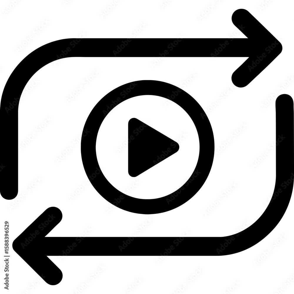 Poster repeat loop arrows outline icon vector