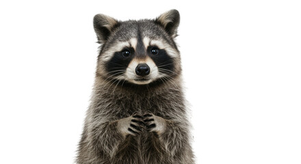 Obraz premium Adorable Raccoon Posing Against White Background.