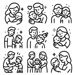 Familial Affection and Diverse Family Love Expressions Illustration