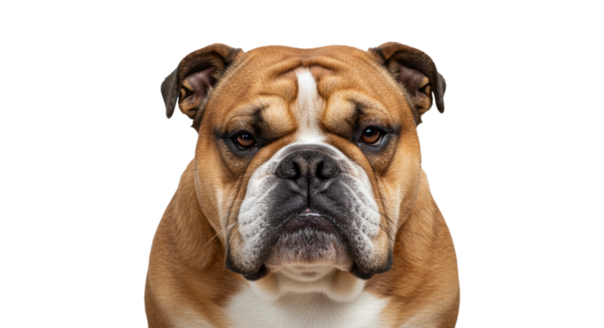 Closeup Portrait of a Brown and White Bulldog 1. - Powered by Adobe