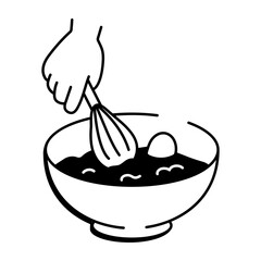 A hand drawn style icon showing egg beating
