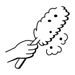 A hand drawn style icon showing dusting