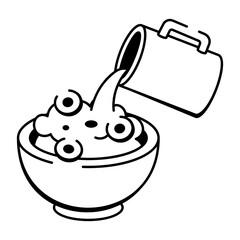A hand drawn style icon showing pouring cereal

