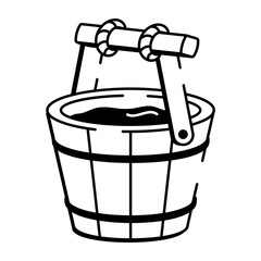 A drawing style icon depicting water bucket
