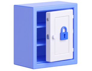 blue safe isolated on white background