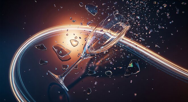 Celebration Failure: Broken Glass, Floating Confetti - Powered by Adobe