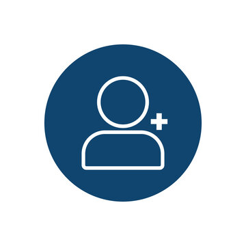 Adding New User Icon: Plus Sign & Person Outline in Blue Circle &ndash; For New Contacts, Friend Requests, and Account Creation in Apps & Websites