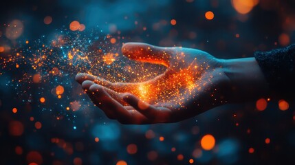 Fototapeta premium Magical Hand Reaching for Starry Night Sky