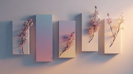 Abstract floral wall art arrangement.