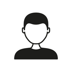 Male Avatar Profile Solid Icon. User Identification, Account Representation, And Social Media Silhouette Symbol. Online Presence And Digital Identity. Isolated Vector Illustration