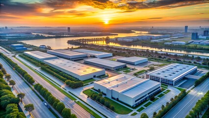 Fototapeta premium The city awakens with the sunrise, illuminating the urban landscape and modern architecture