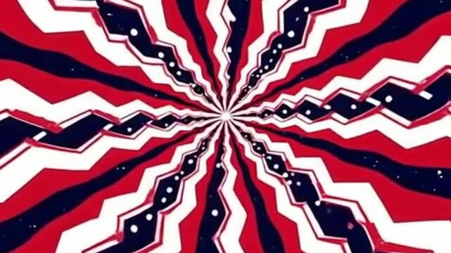 pop art animation background, zigzag explosion loop, seamless vector animation, red white blue abstract motion, patriotic color background, pop style motion graphic, 4K loop animation, dynamic burst p